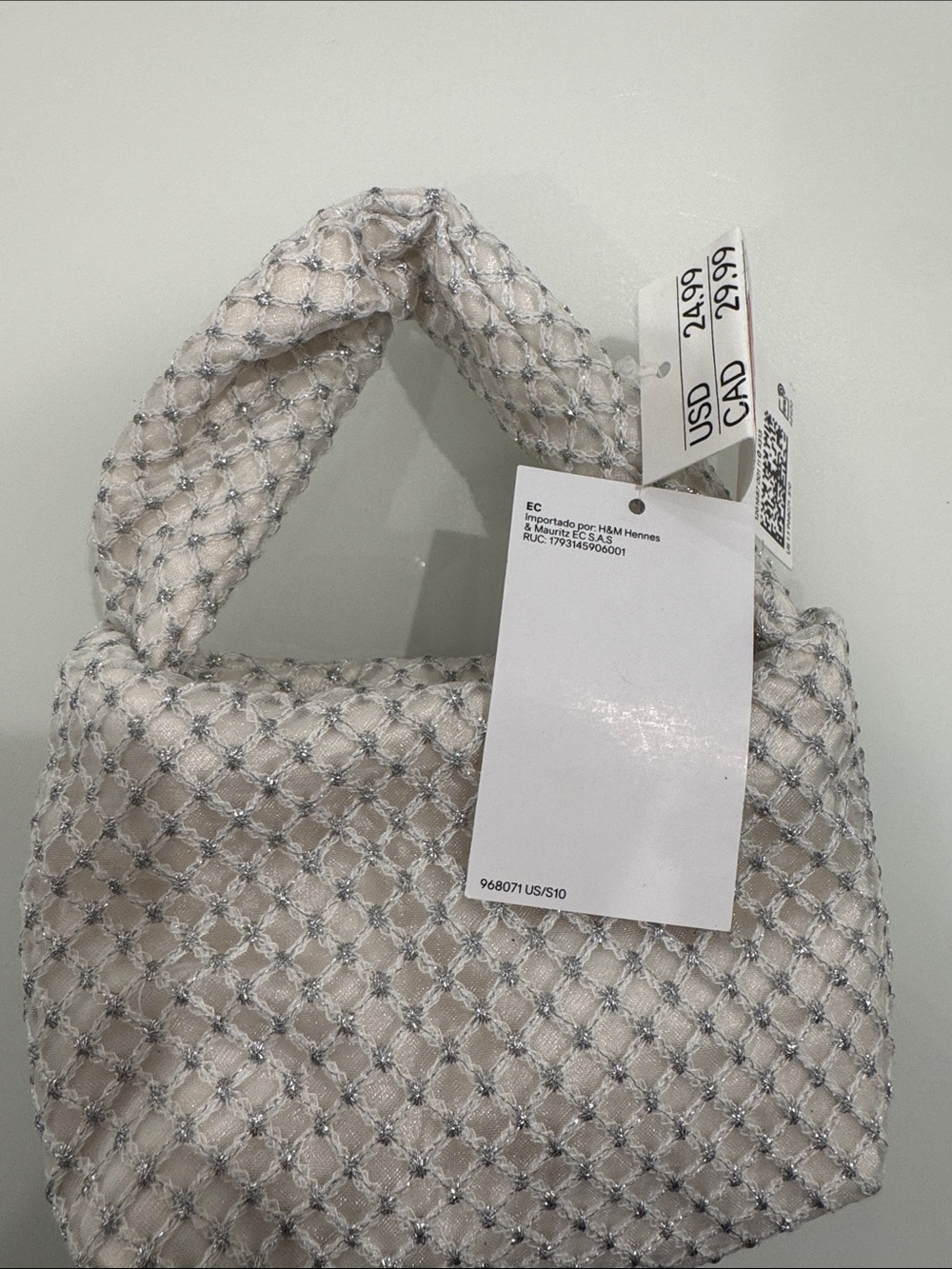 NWT H&M Cream Mini Beaded Top-Handle Bag